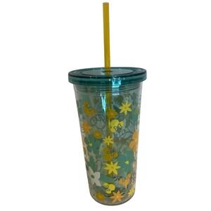 New Disney Mini Mouse And Flower Plastic Tumbler 19.5oz. with Straw
